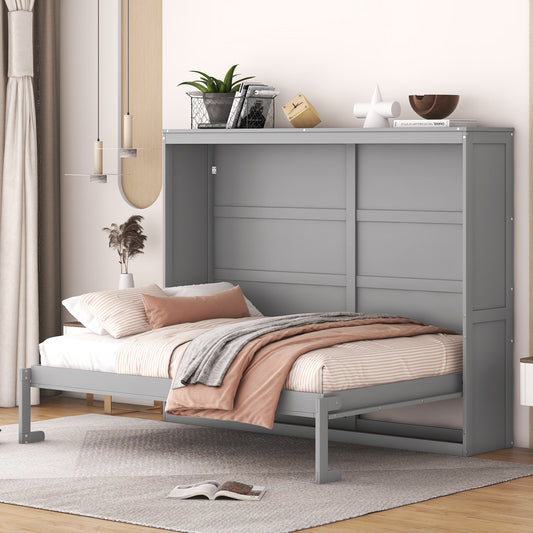 Full Size Murphy Bed Wall Bed,Gray