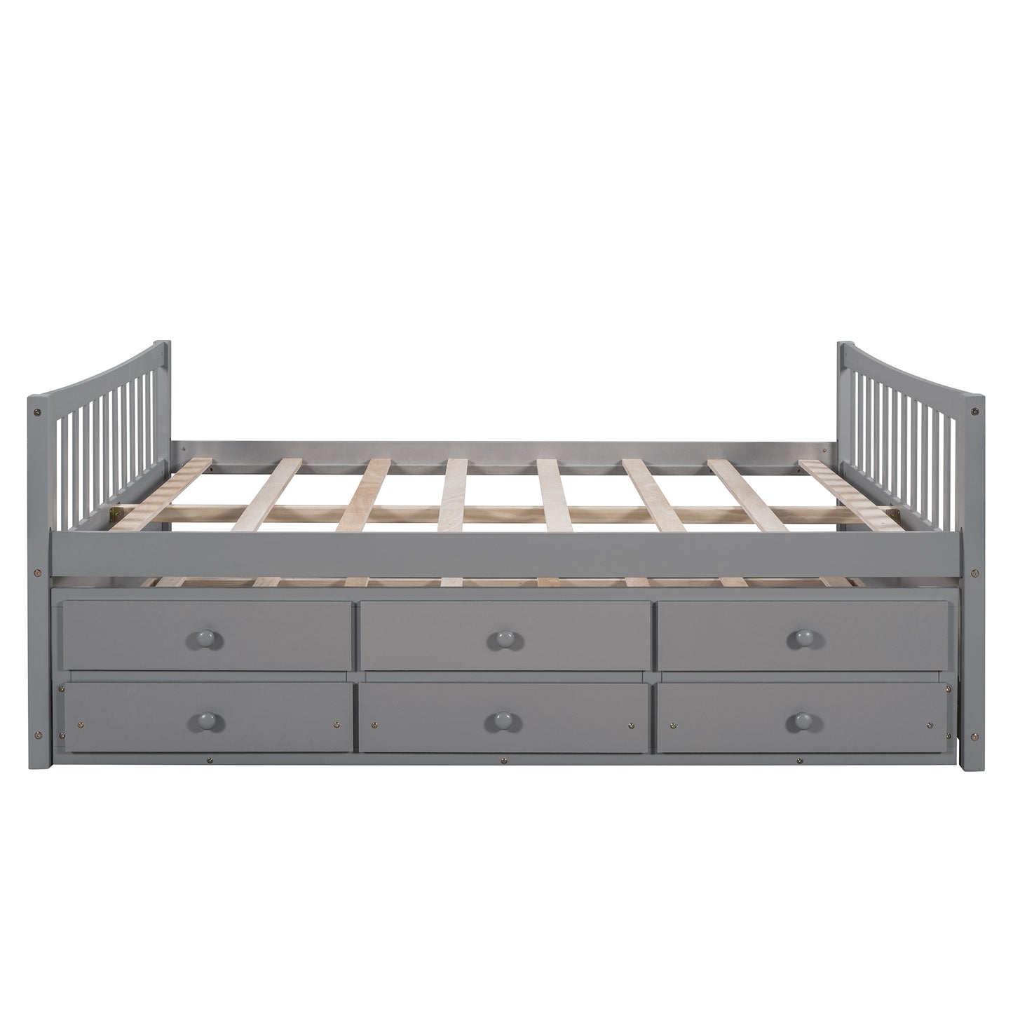Full size Daybed with Twin size Trundle and Drawers, Full Size, Gray