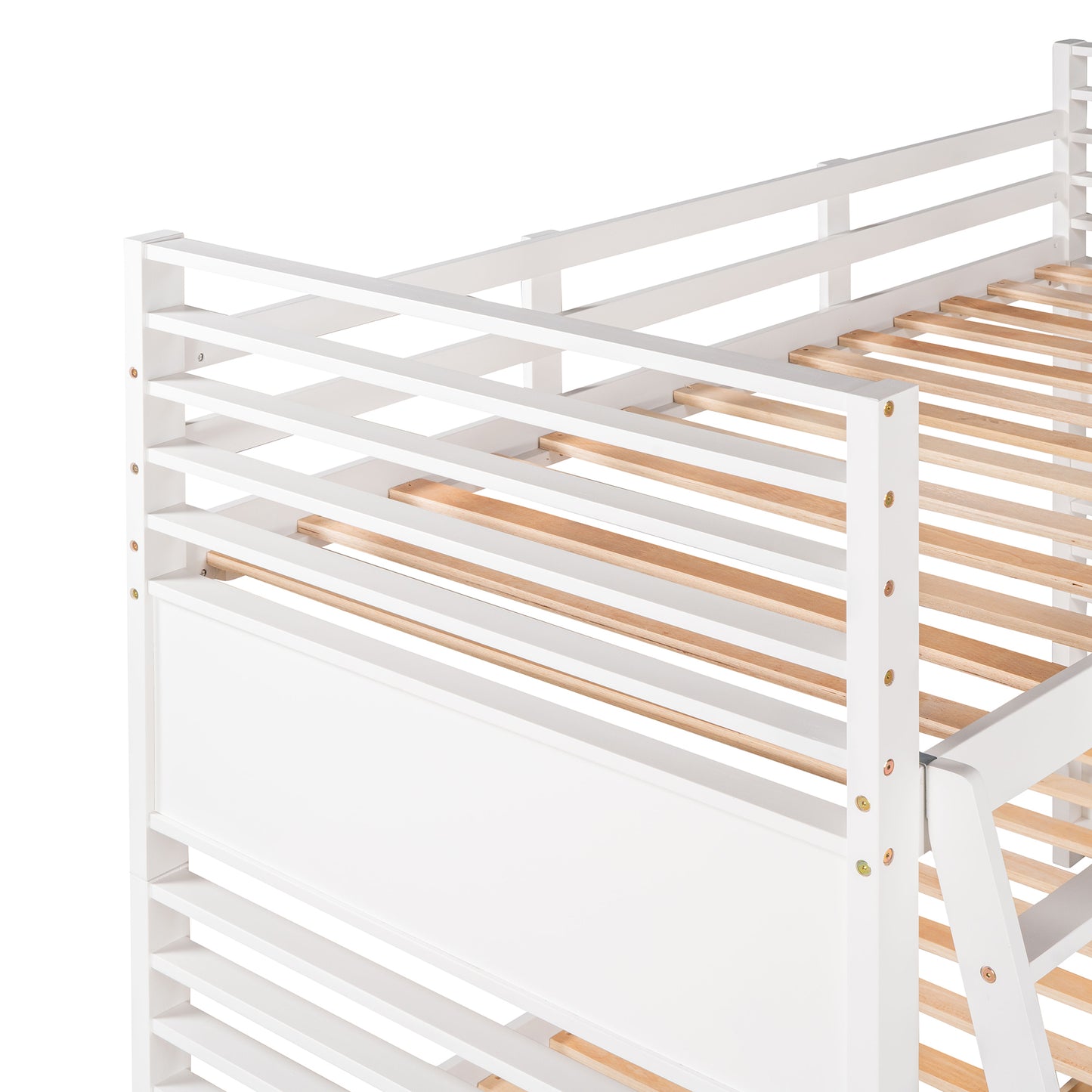 Twin over Twin Wood Bunk Bed with Two Drawers - White