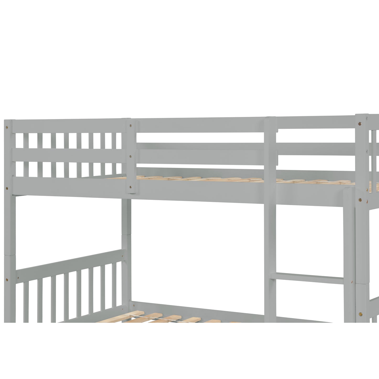 Twin Over Twin Bunk Beds with Trundle, Solid Wood Trundle Bed Frame with Safety Rail and Ladder, Kids/Teens Bedroom, Guest Room Furniture, Can Be converted into 2 Beds,Grey