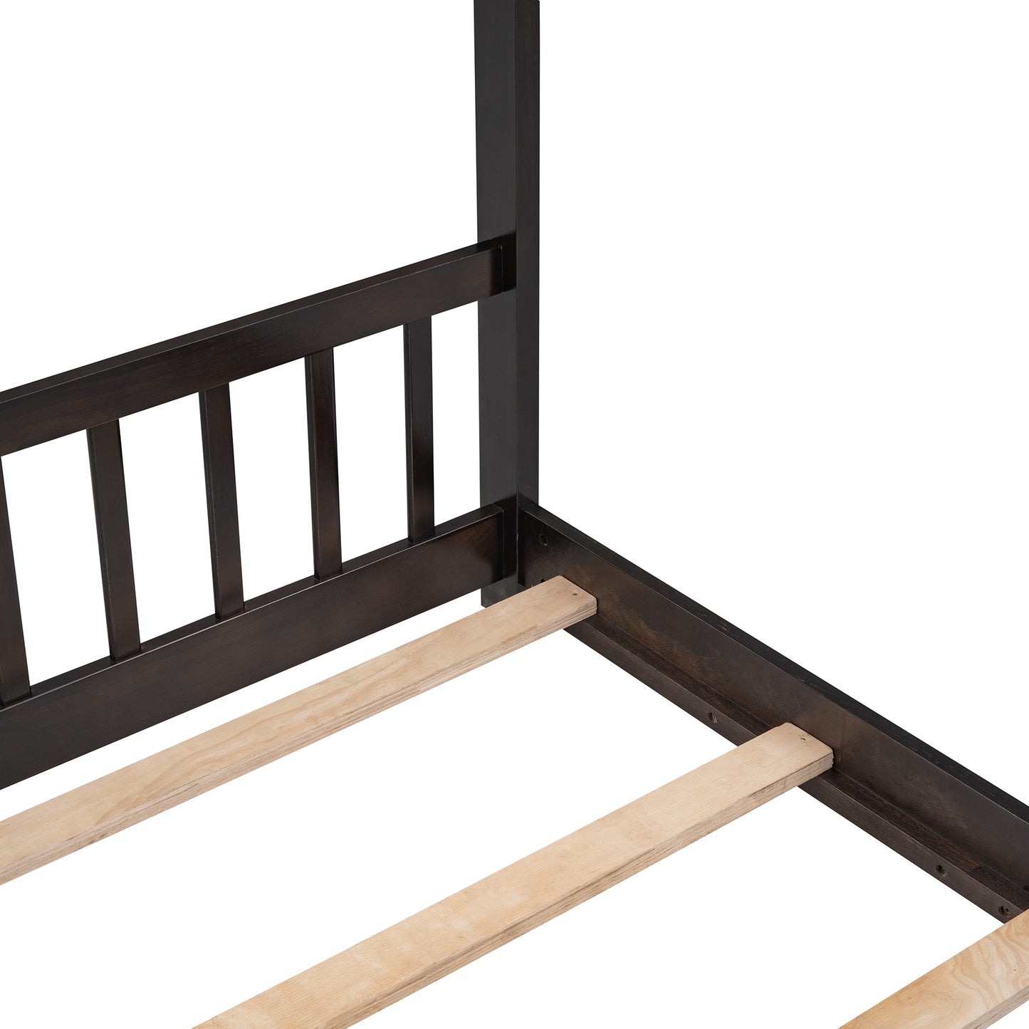 Full Size House Platform Bed Wood Bed, Espresso