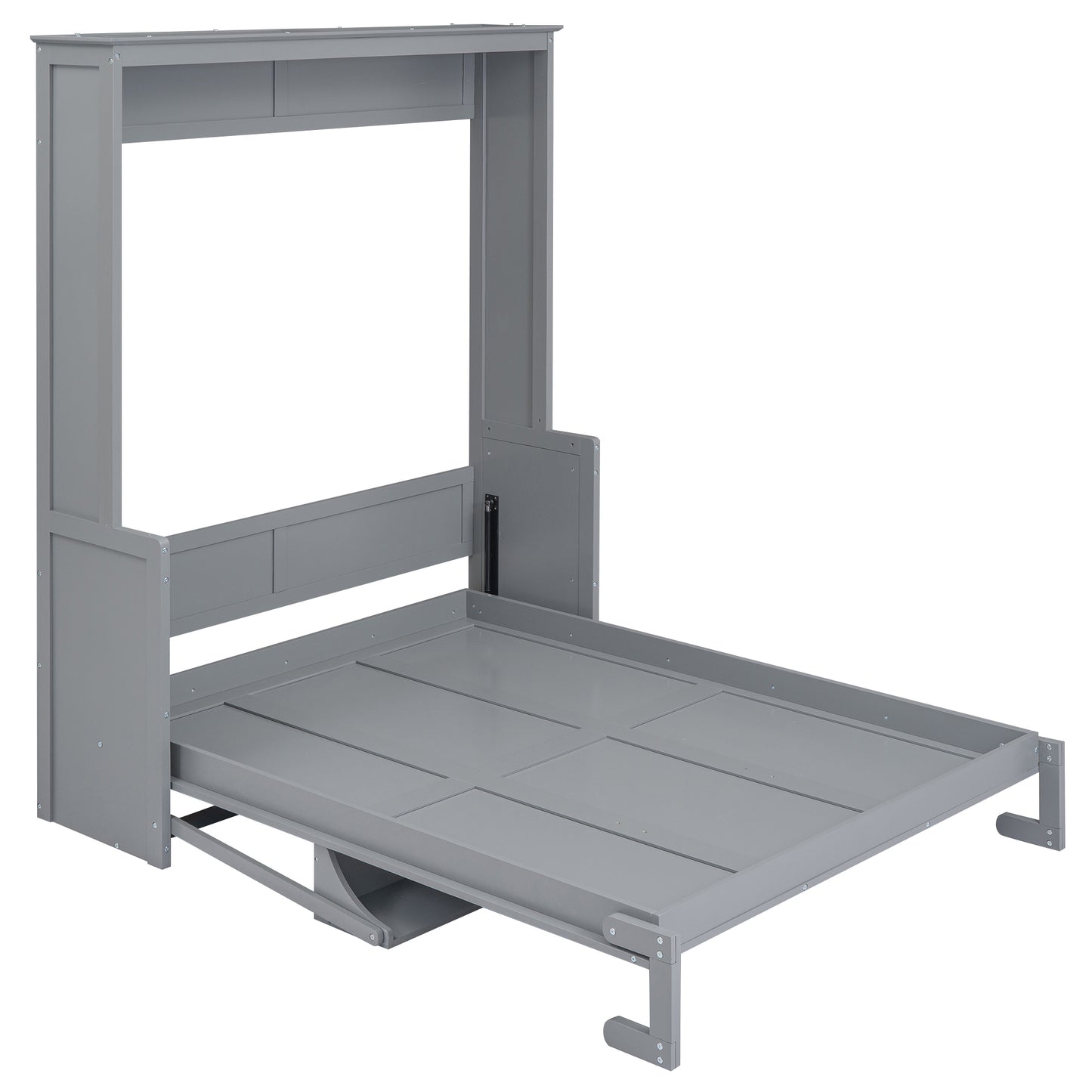 Queen Size Murphy Bed with a Shelf, Gray