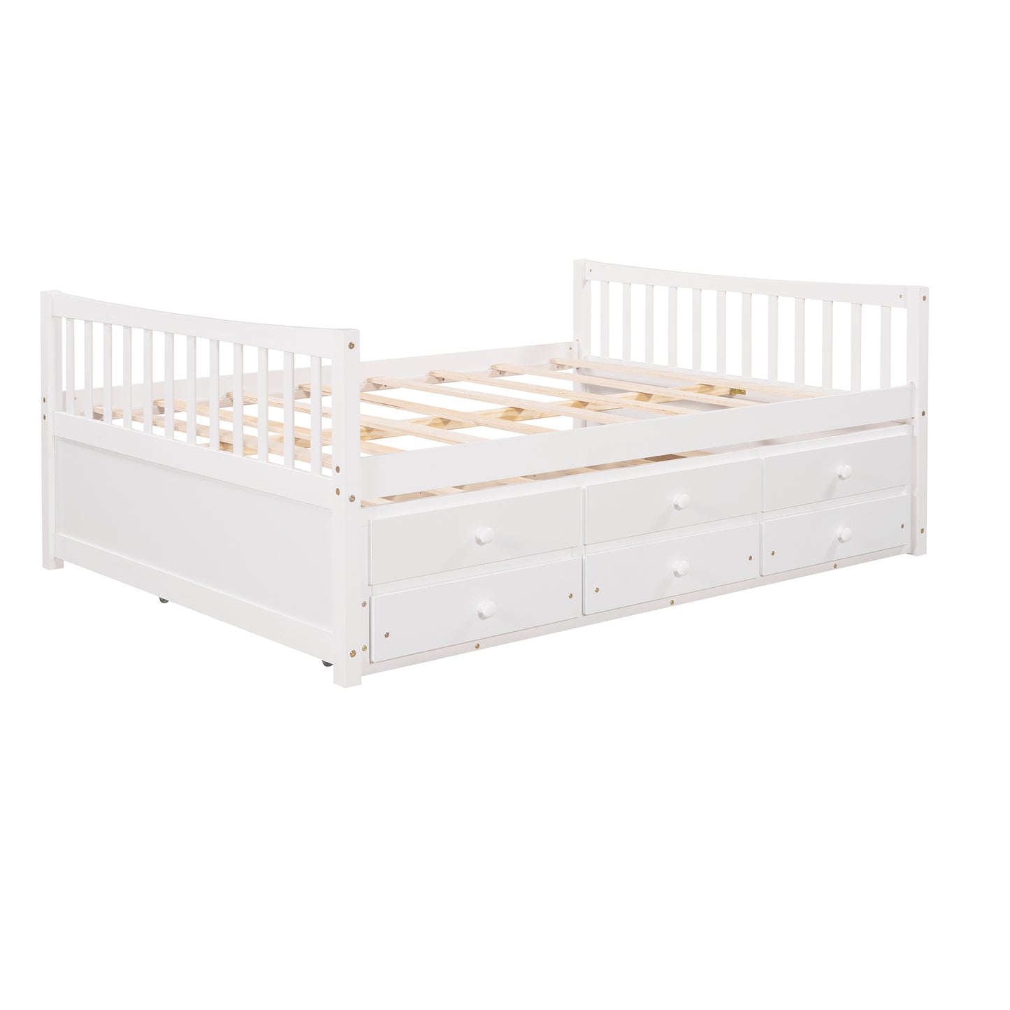 Full size Daybed with Twin size Trundle and Drawers, Full Size, White