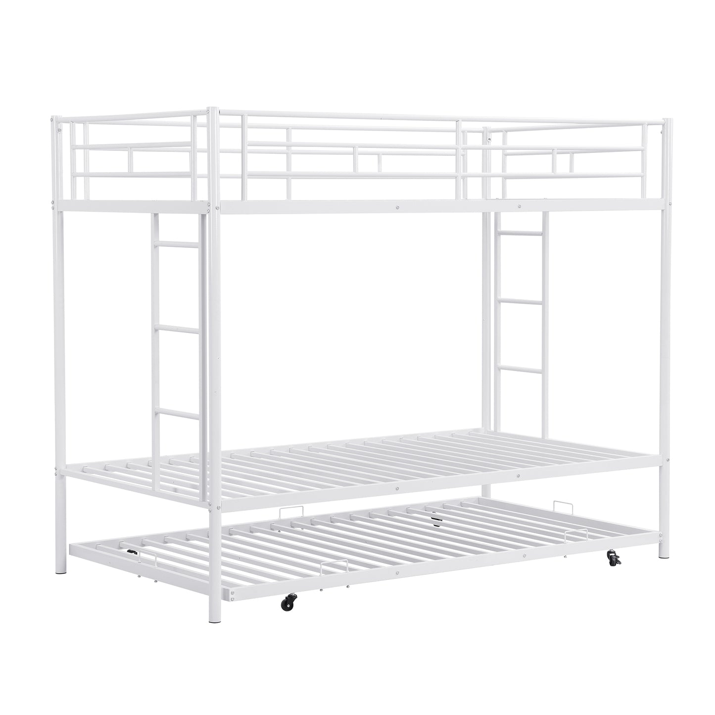 Twin over Twin Bunk Bed with Trundle, White