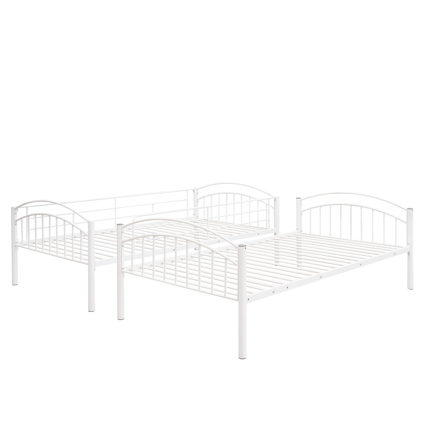 Twin Over Twin Metal Bunk Bed,Divided into Two Beds(White)