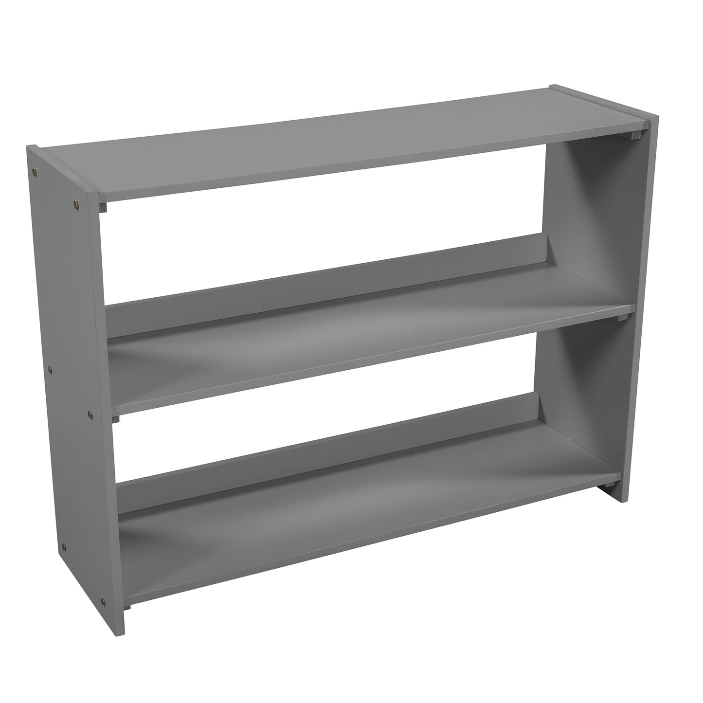 Low Loft Bed with Attached Bookcases and Separate 3-tier Drawers,Convertible Ladder and Slide,Twin,Gray