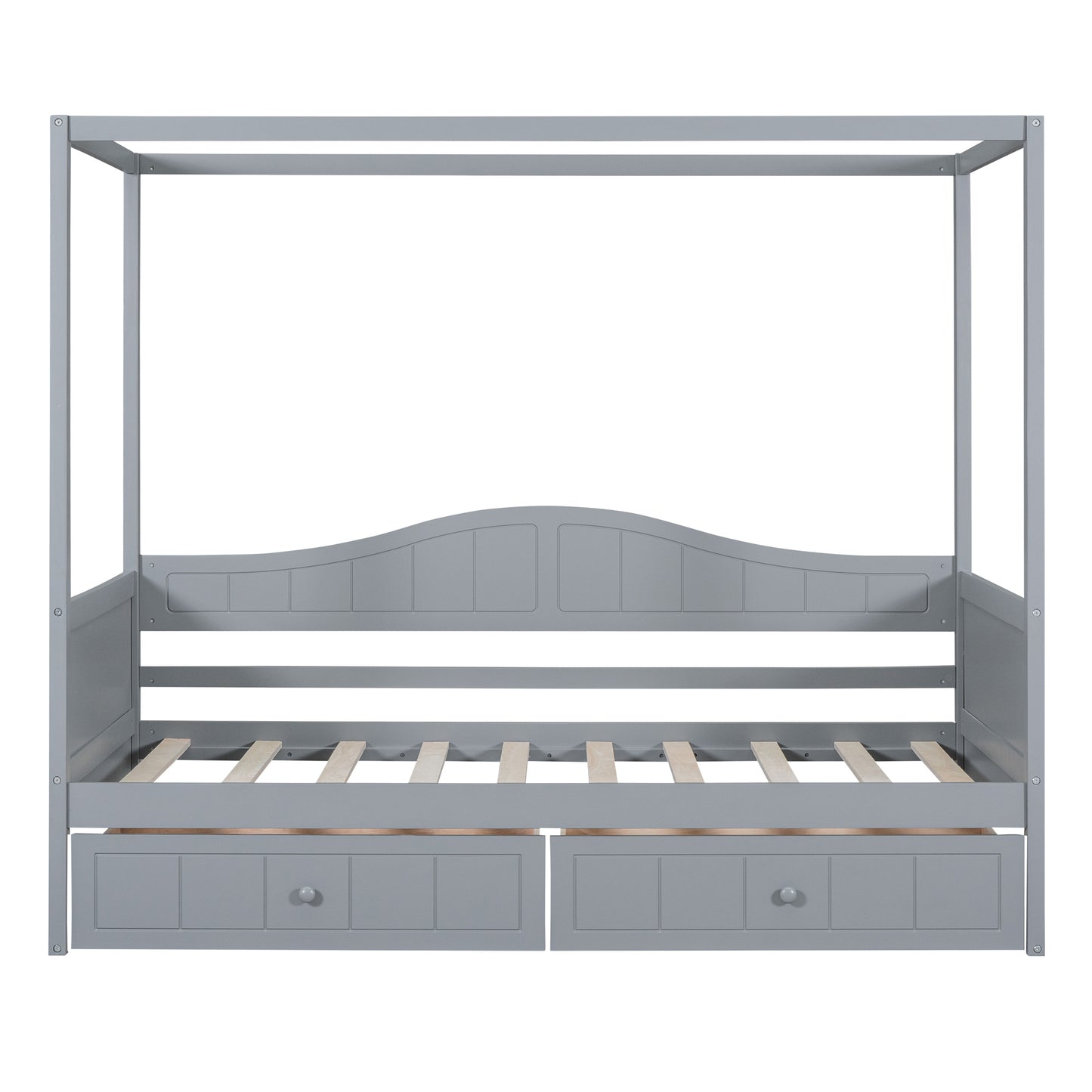 Twin Size Canopy Day Bed with 2 Drawers, Gray