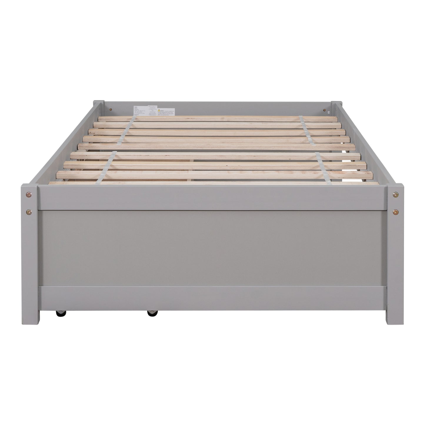 Twin Platform Bed with 2 Drawers, Solid Wood, No Box Spring Needed ,Grey