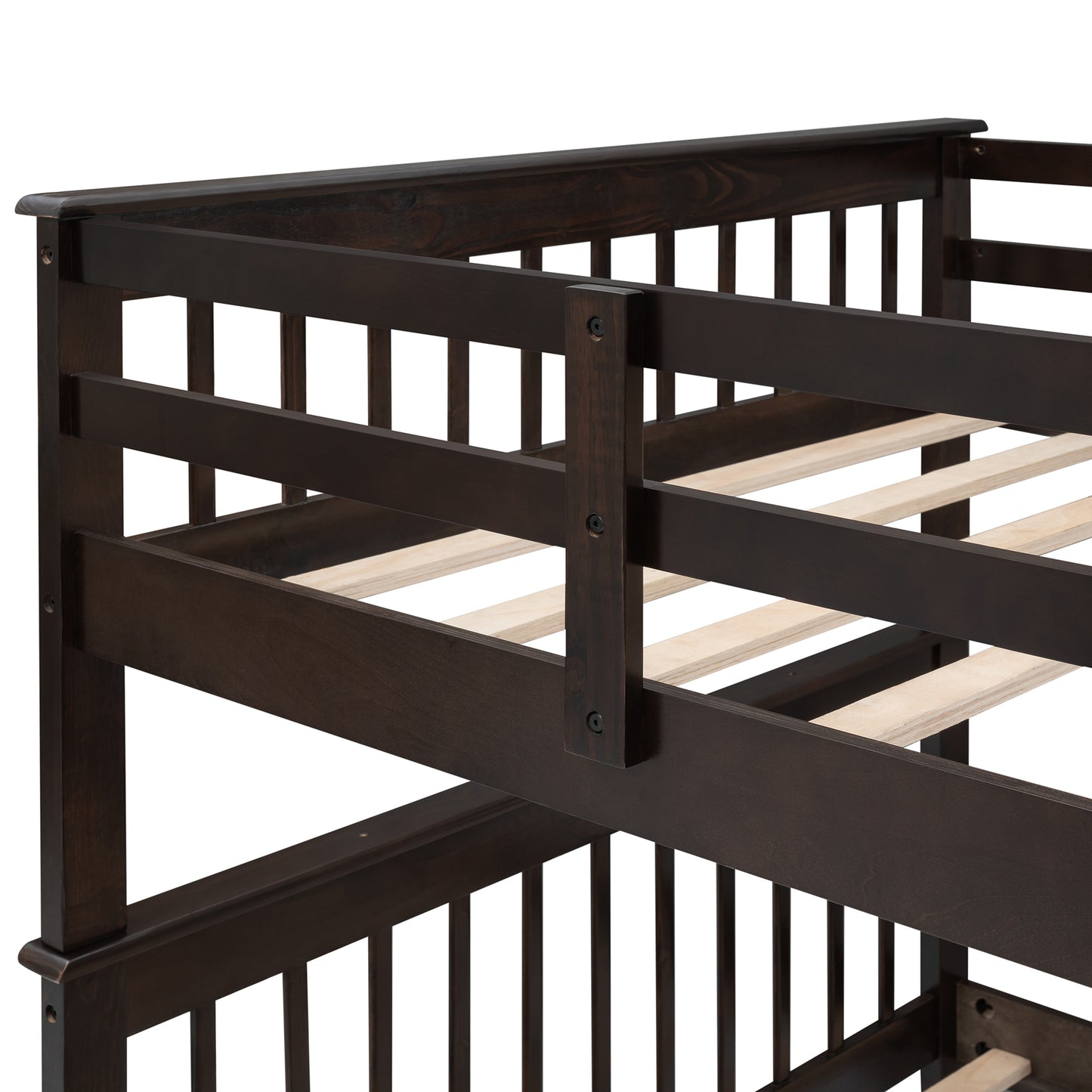 Stairway Full-Over-Full Bunk Bed with Storage and Guard Rail for Bedroom, Dorm, Espresso