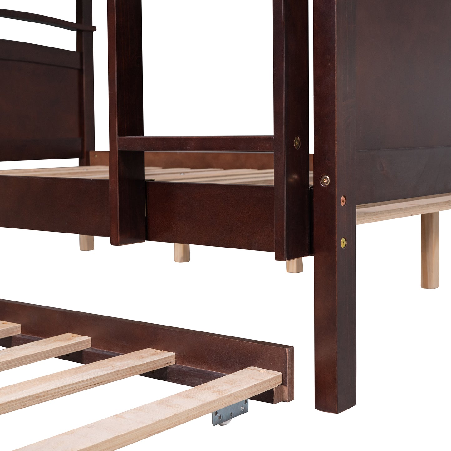 Full-Over-Full Bunk Bed with Twin size Trundle , Separable Bunk Bed for Bedroom - Espresso