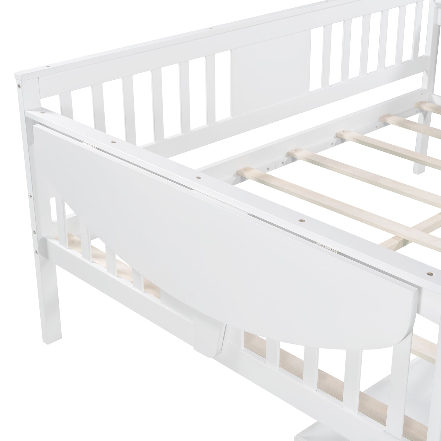 Full size Daybed with Two Drawers, Wood Slat Support, White