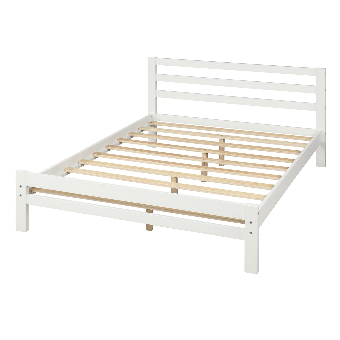 Wood platform bed with two drawers, full (white)