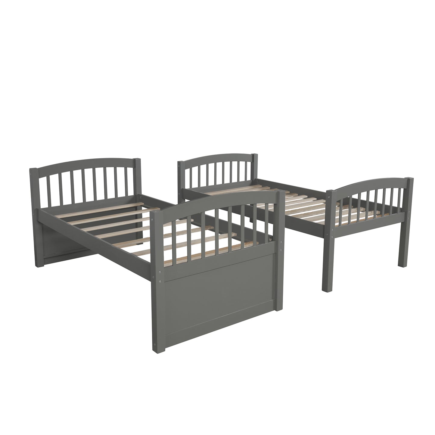 Twin Bunk Bed with Ladder, Safety Rail, Twin Trundle Bed with 3 Drawers for Bedroom, Guest Room Furniture(Gray)