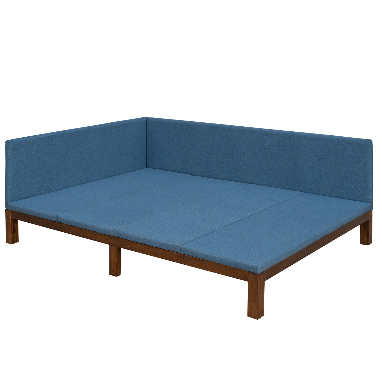 Upholstered Daybed/Sofa Bed Frame Full Size Linen-Blue