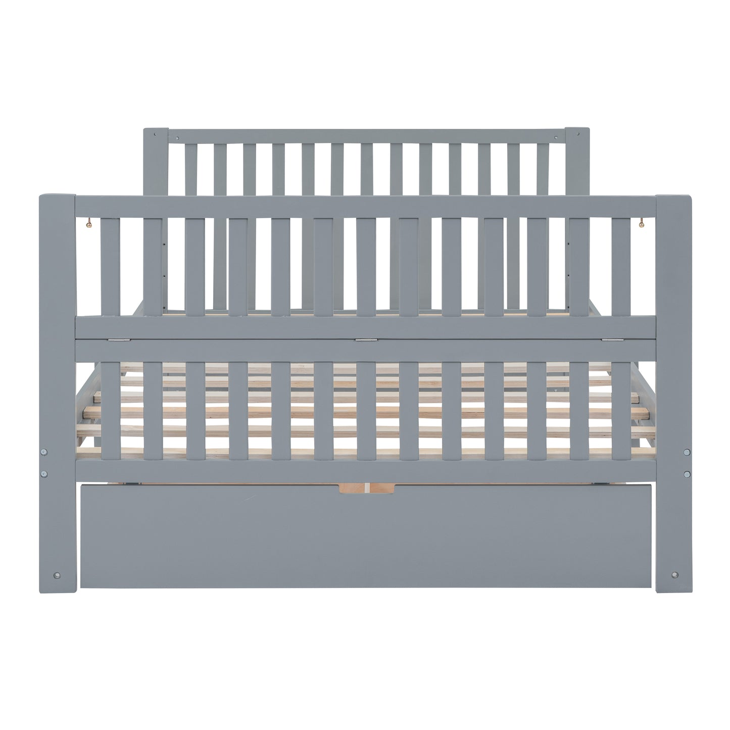 Convertible Crib/Full Size Bed with Drawers and 3 Height Options, Gray