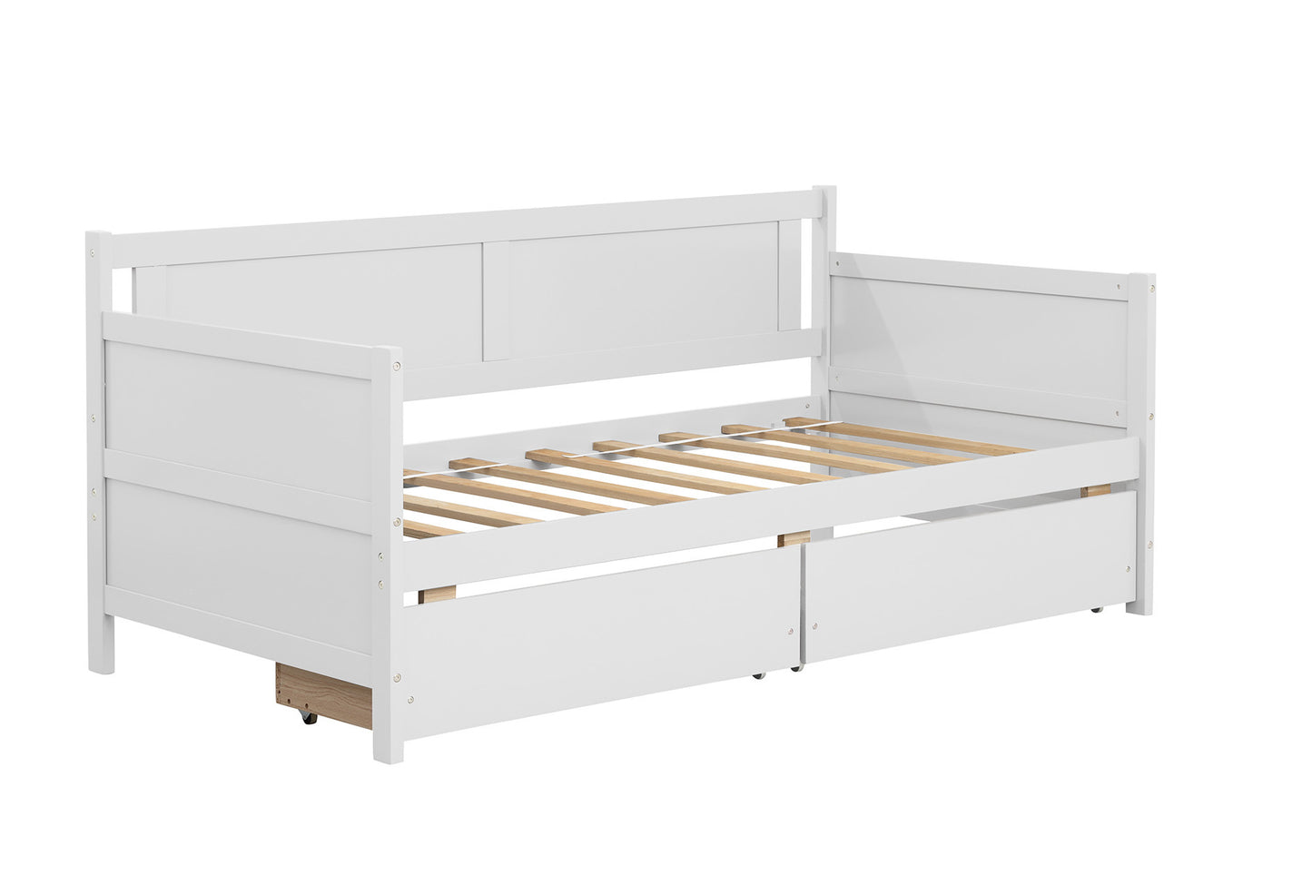 Daybed with two drawers, Twin size Sofa Bed, Two Storage Drawers for Bedroom,Living Room ,White