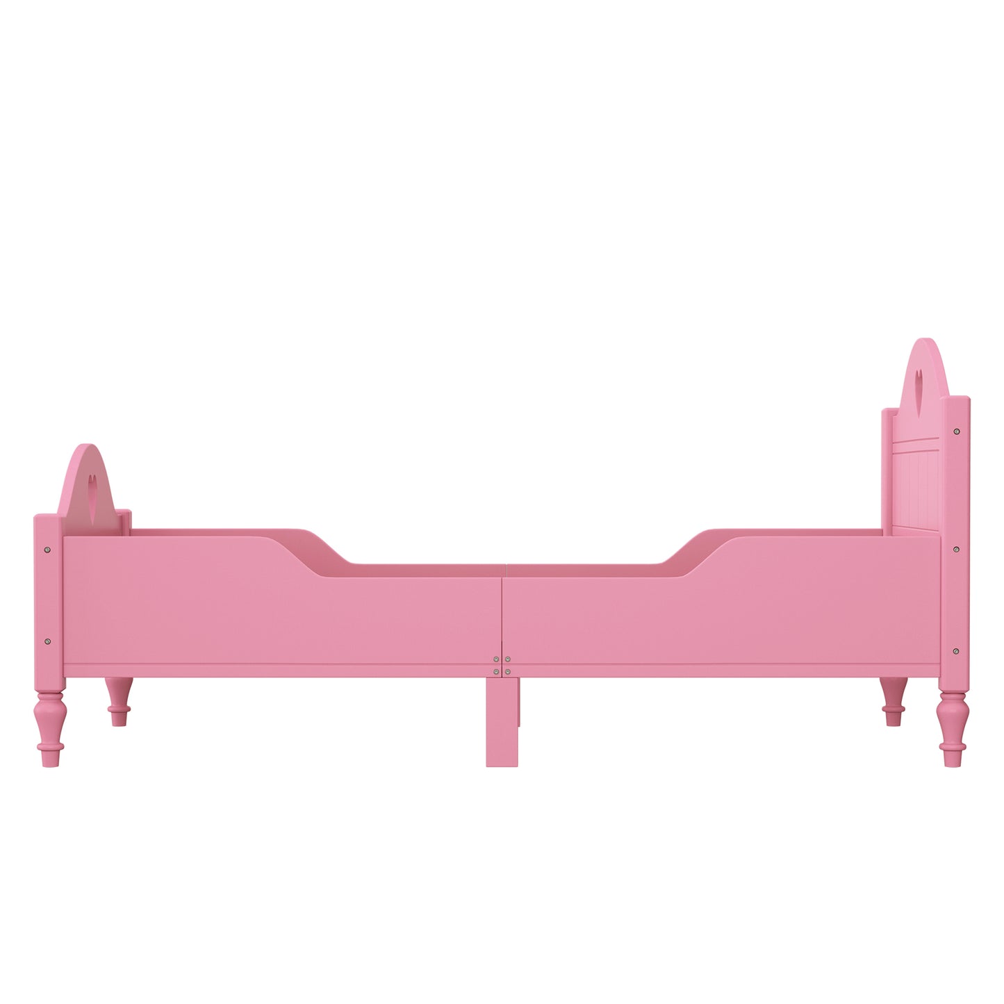 Macaron Twin Size Toddler Bed with Side Safety Rails and Headboard and Footboard,Light Pink
