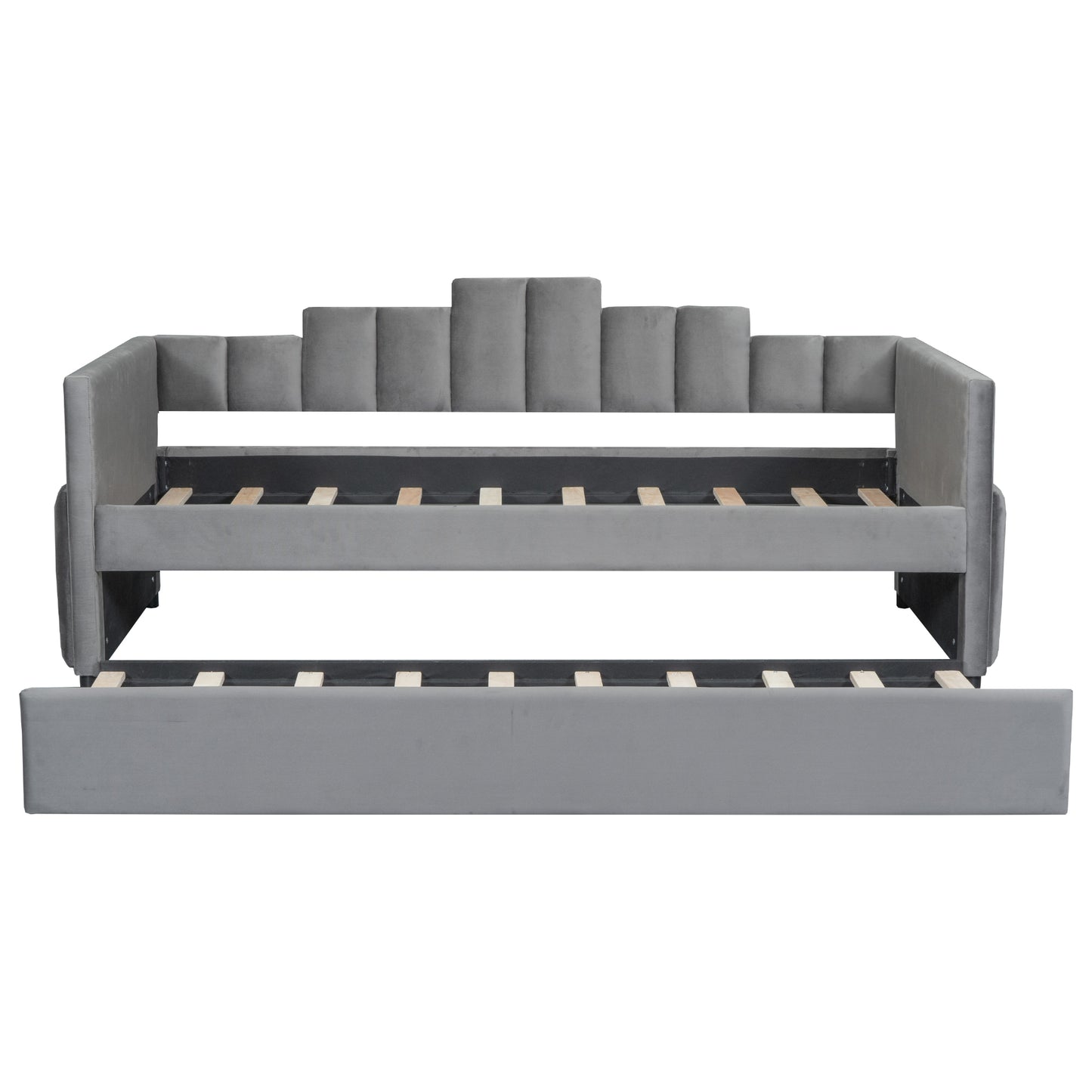 Twin Size Upholstered Daybed with Light and USB Port, Gray