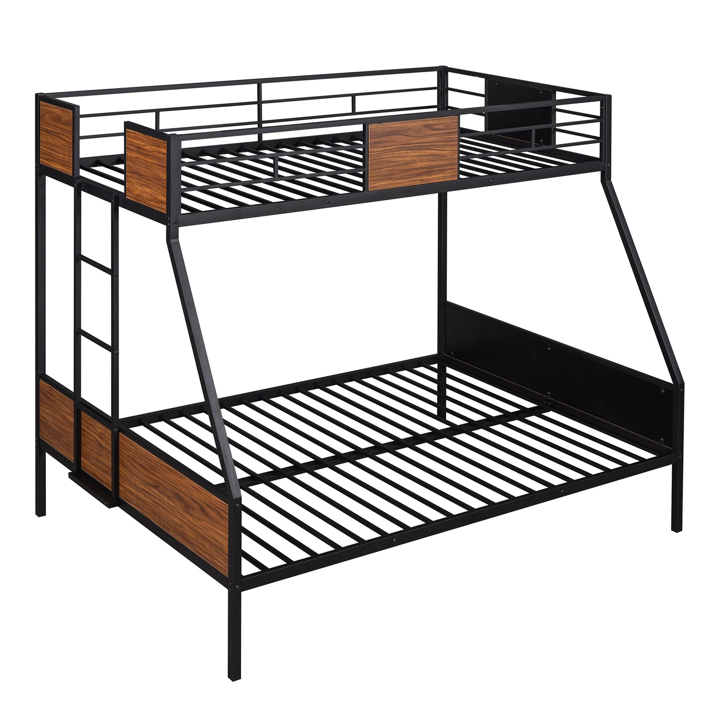 Twin-over-full bunk bed modern style steel frame bunk bed with safety rail, built-in ladder for bedroom, dorm, boys, girls, adults