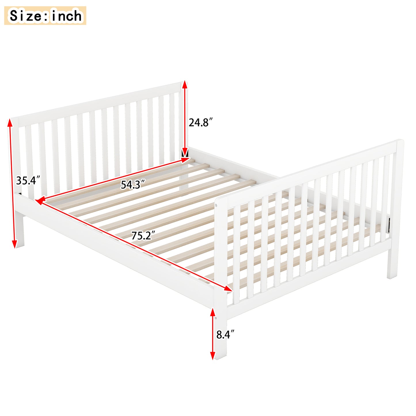 Convertible Crib/Full Size Bed with Changing Table, White