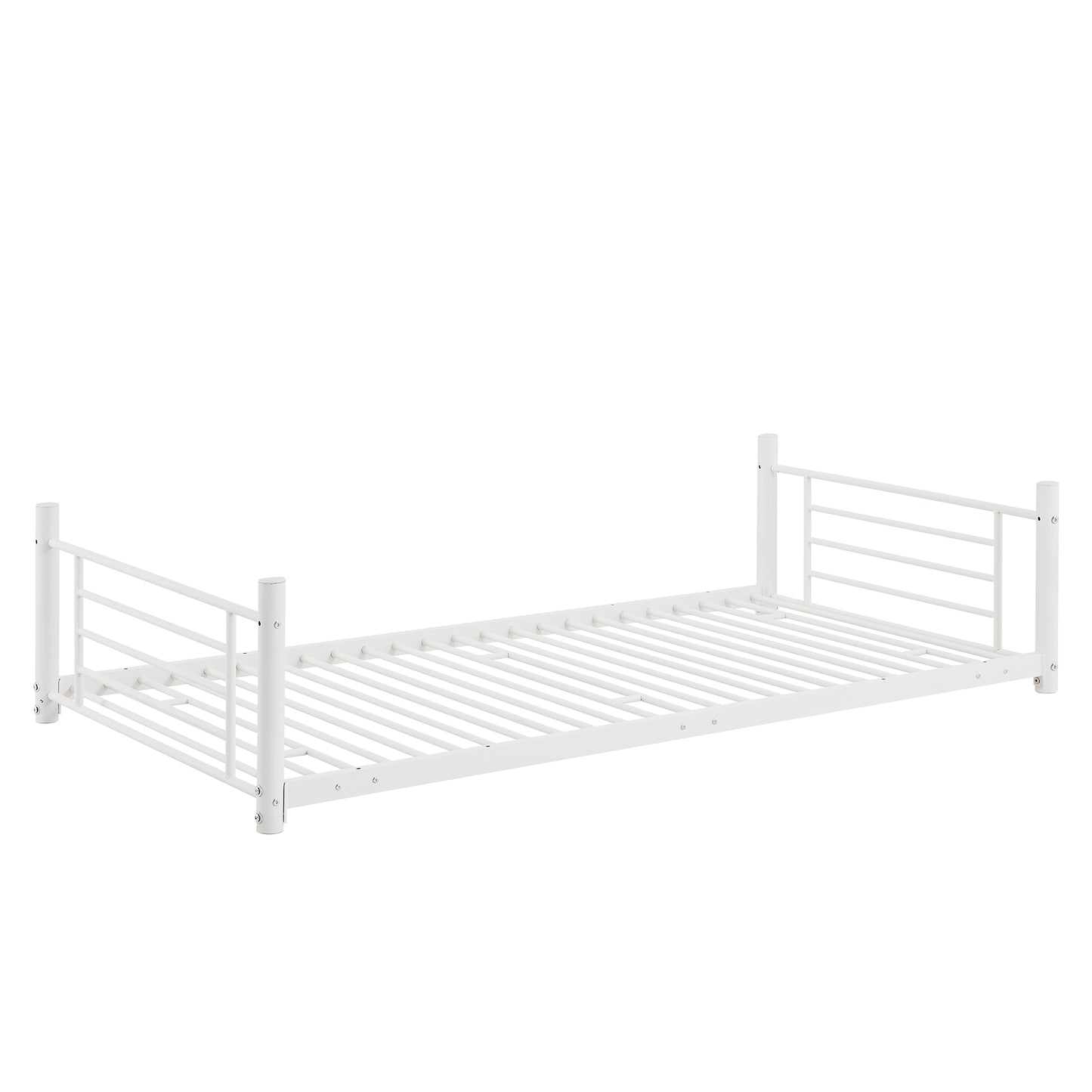 Twin-Twin-Twin Triple Bunk Bed with Built-in Ladder, Divided into 3 Separate Beds, White