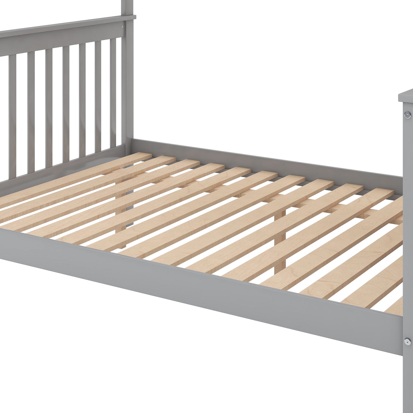 Twin over Full Bunk Bed with Trundle and Staircase,Gray