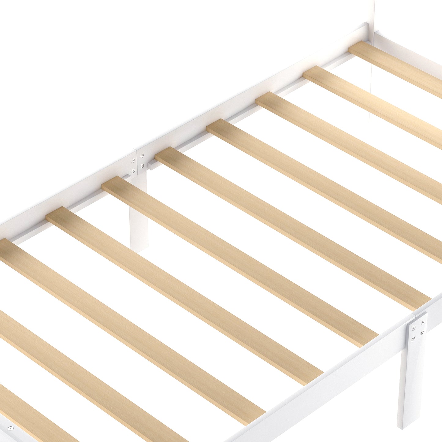 Twin Size Platform Bed with Under-bed Drawer, White
