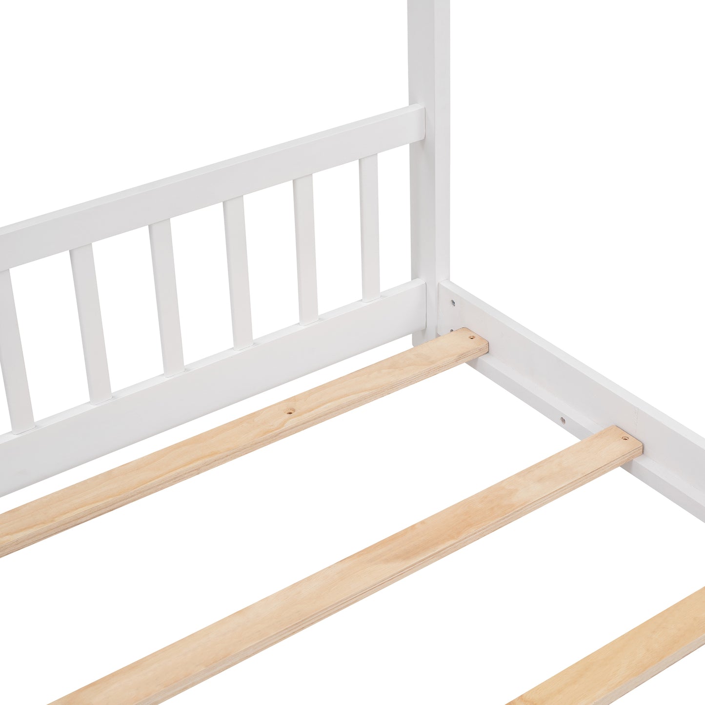 Full Size Wood House Platform Bed, White