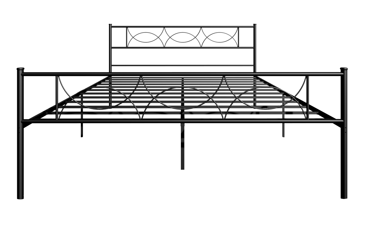 Full Size Platform Bed Frame with Headboard, No Box Spring Needed, Black
