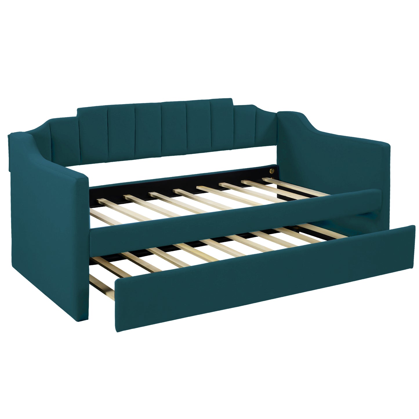 Upholstered Twin Daybed with Trundle,Green