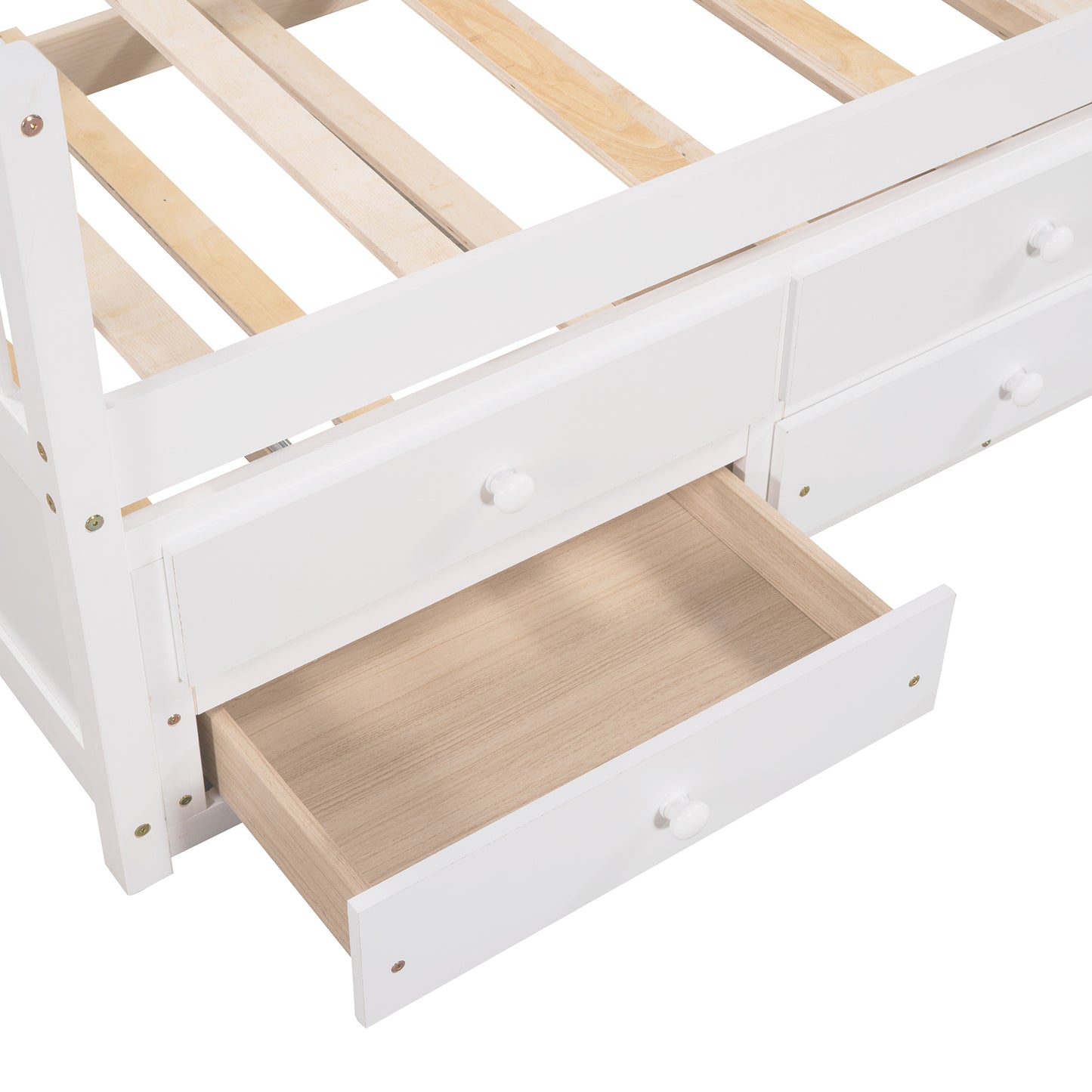 Daybed with Trundle and Drawers, Twin Size, White