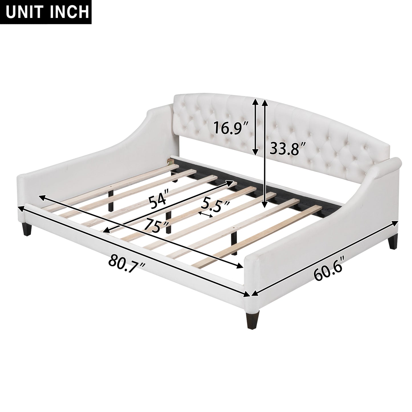 Modern Luxury Tufted Button Daybed, Full, Beige