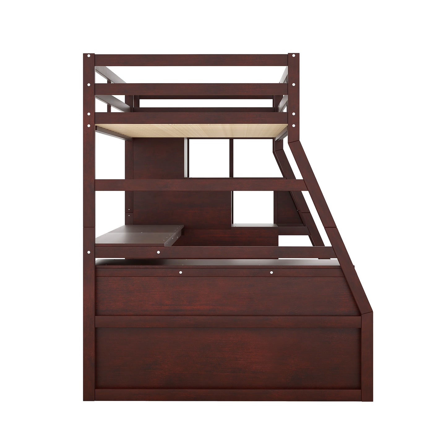Twin Size Loft Bed with 7 Drawers 2 Shelves and Desk - Espresso