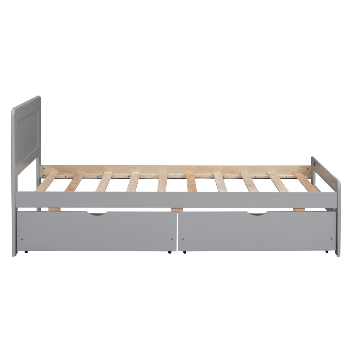 Modern Design Twin Size Platform Bed Frame with 2 Drawers for Grey Color