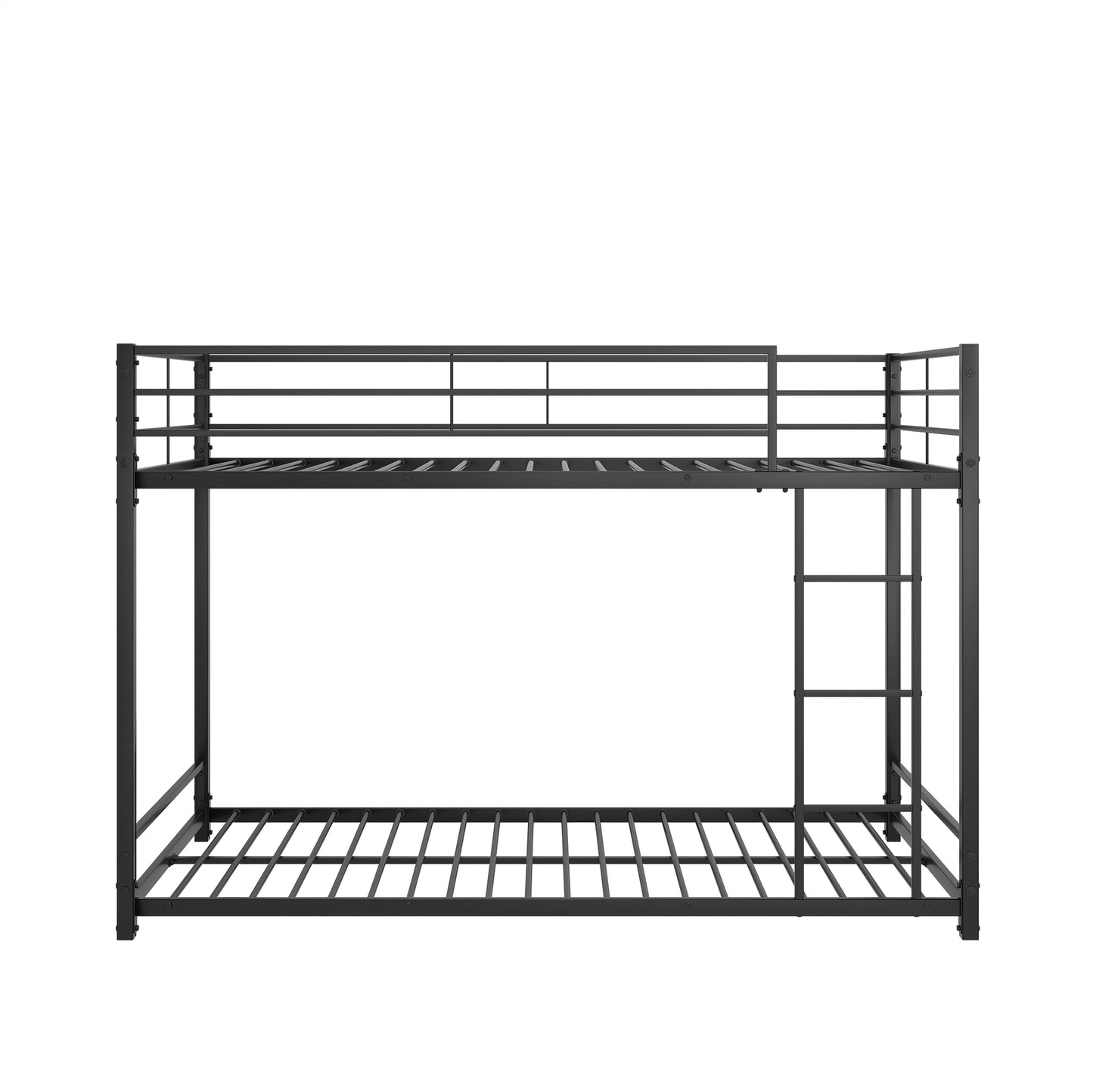 Metal Bunk Bed Twin Over Twin, Bunk Bed Frame with Safety Guard Rails, Heavy Duty Space-Saving Design, Easy Assembly Black