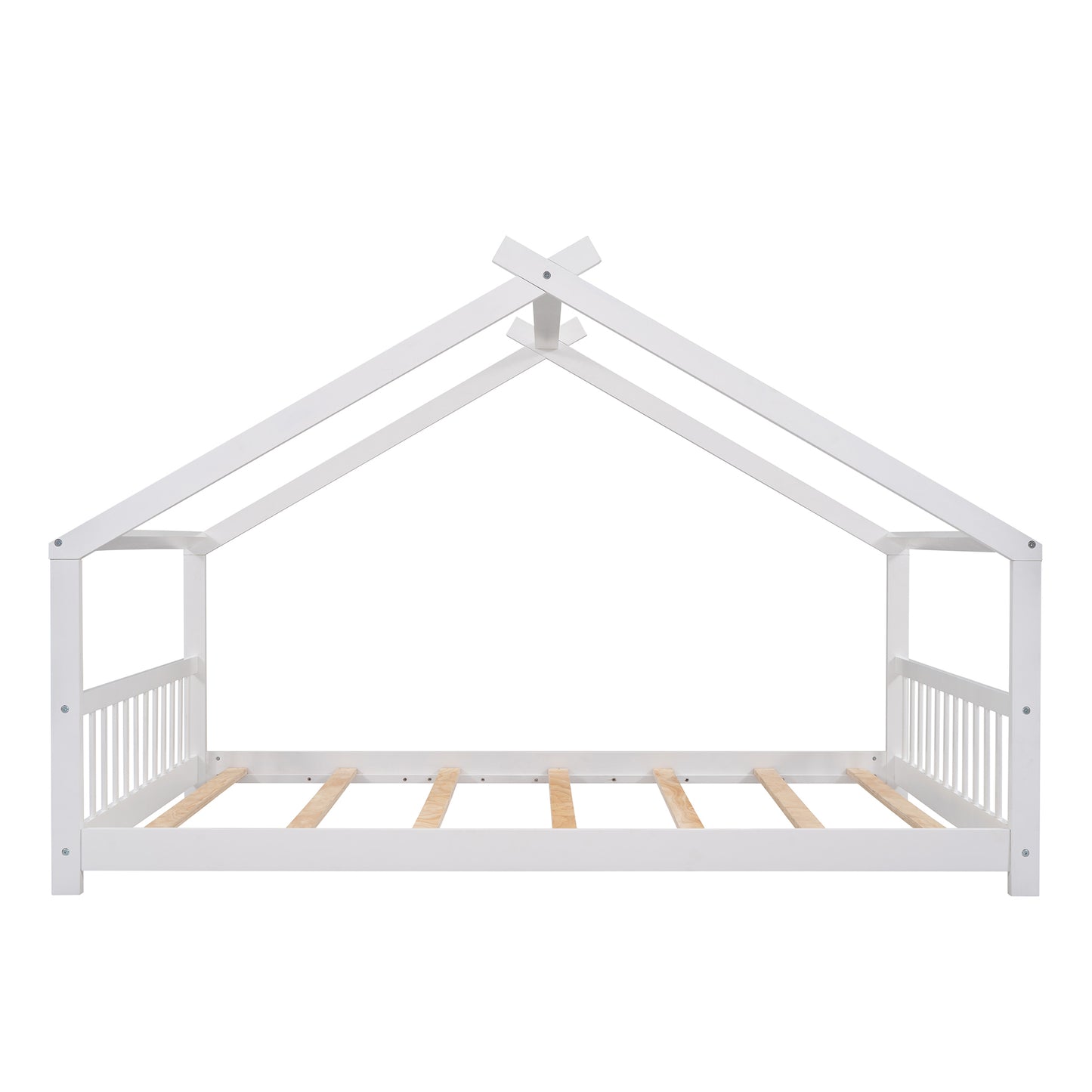 Full Size Wood House Platform Bed, White