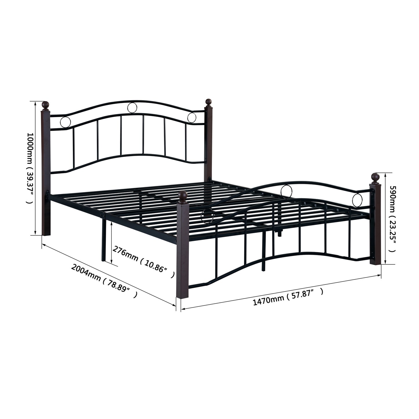 Full Size Metal Platform Bed Frame with Headboard and Footboard