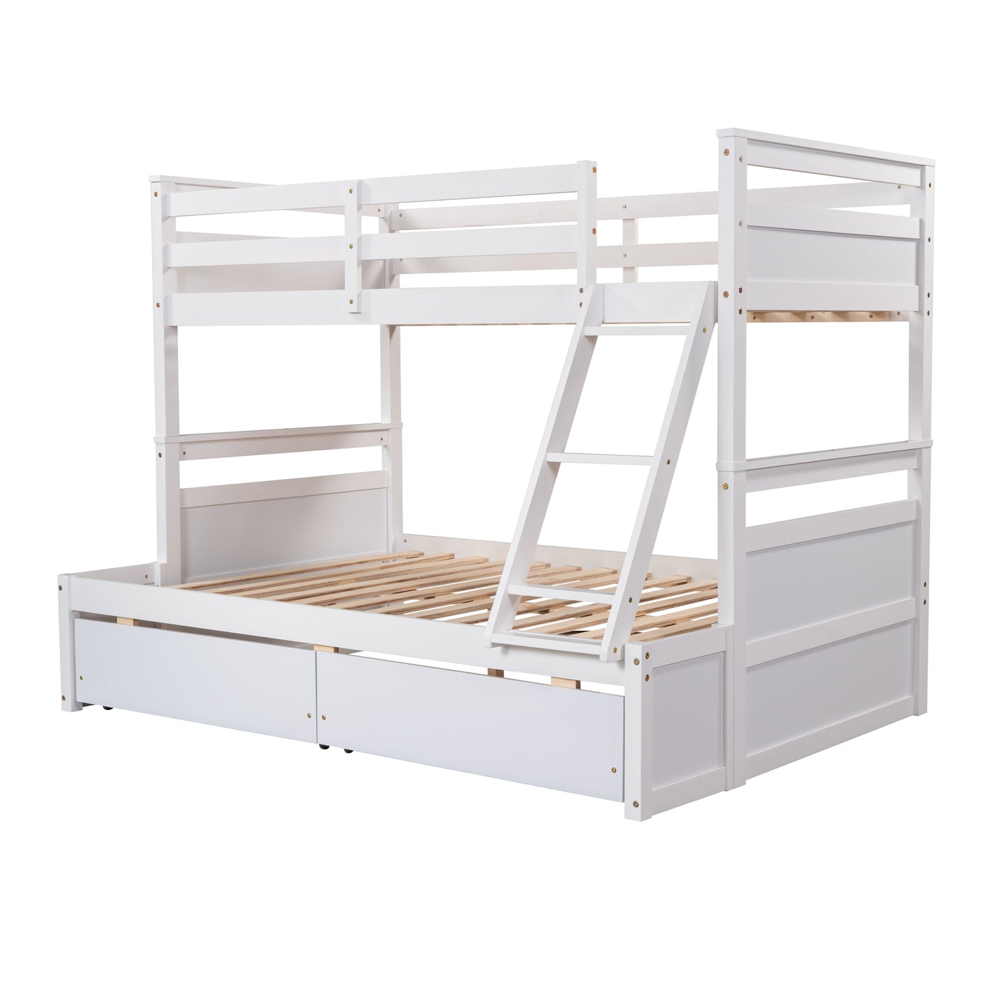 Twin over Full Bunk Bed with Storage - White