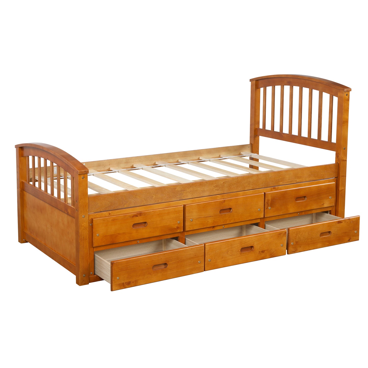 ORISFUR. Twin Size Platform Storage Bed Solid Wood Bed with 6 Drawers