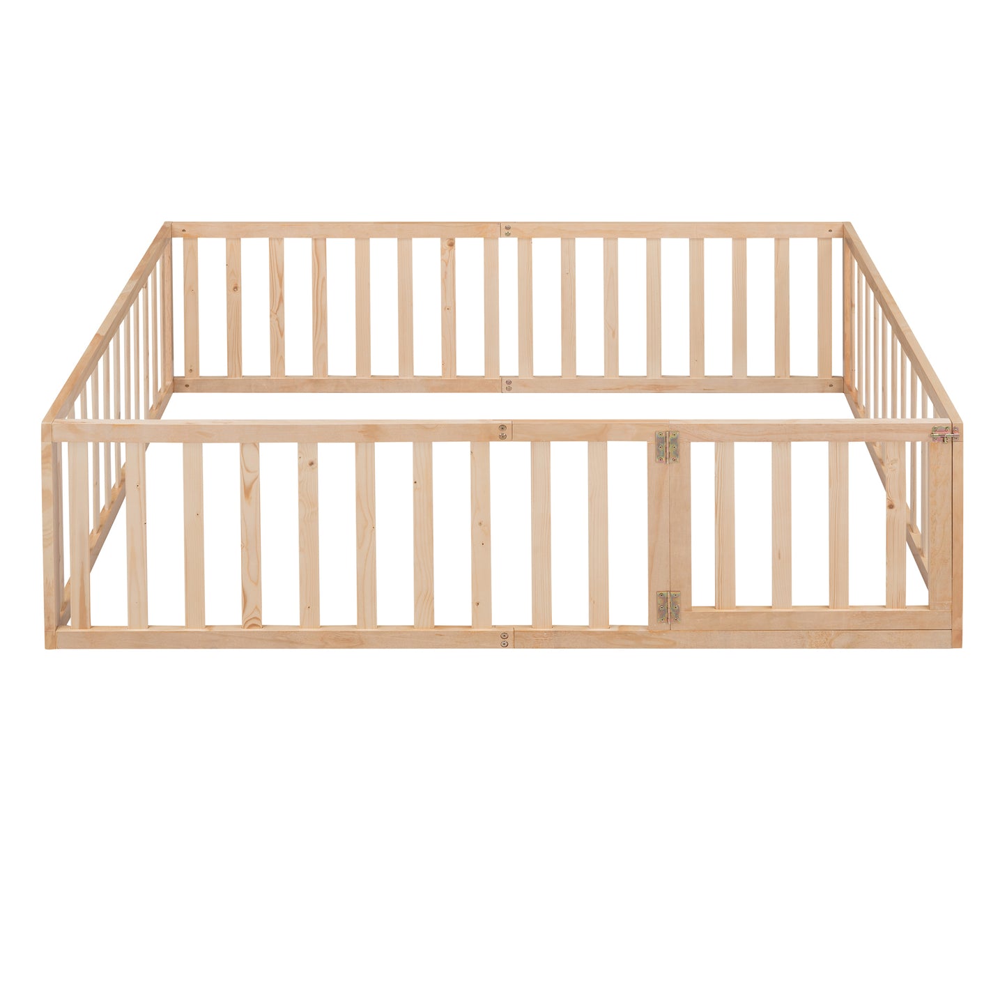 Full Size Wood Daybed Frame with Fence, Natural