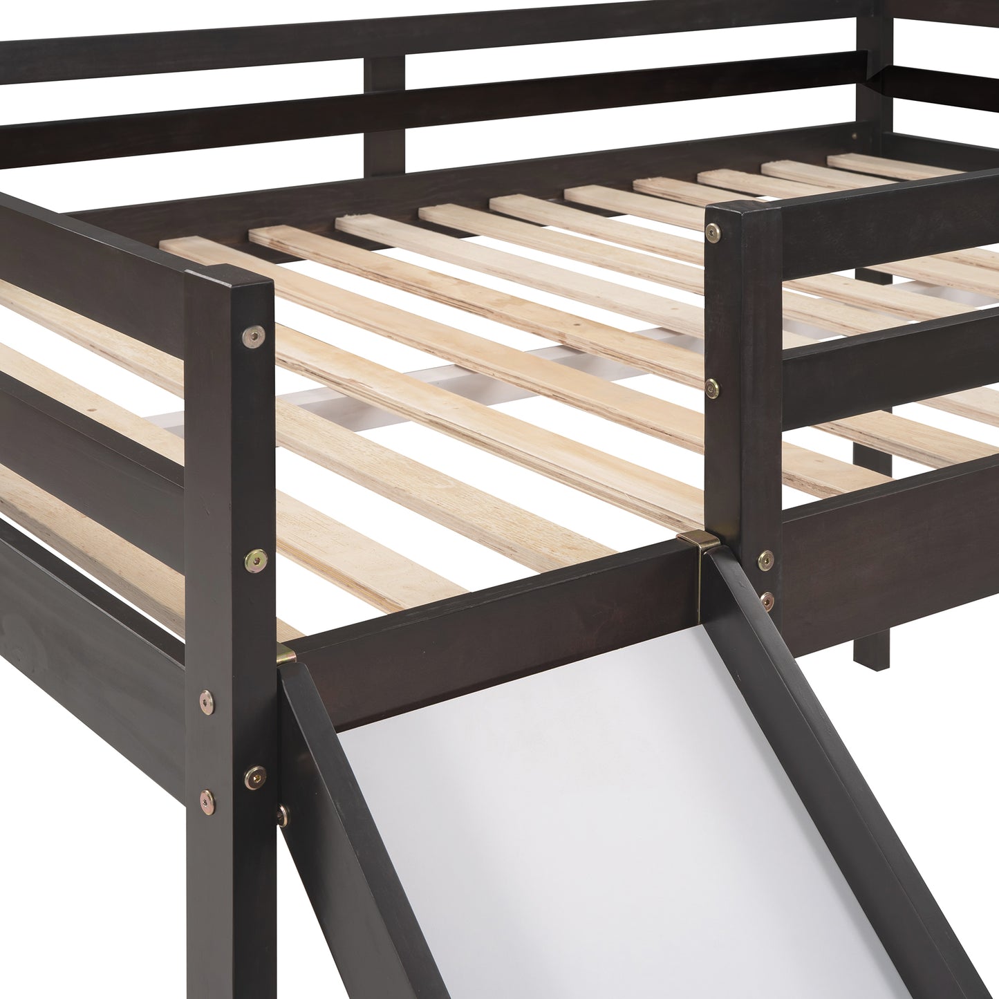Loft Bed with Slide, Multifunctional Design, Full (Espresso)