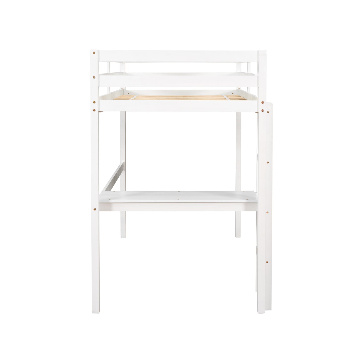 Twin Loft Bed with  built-in desk,White