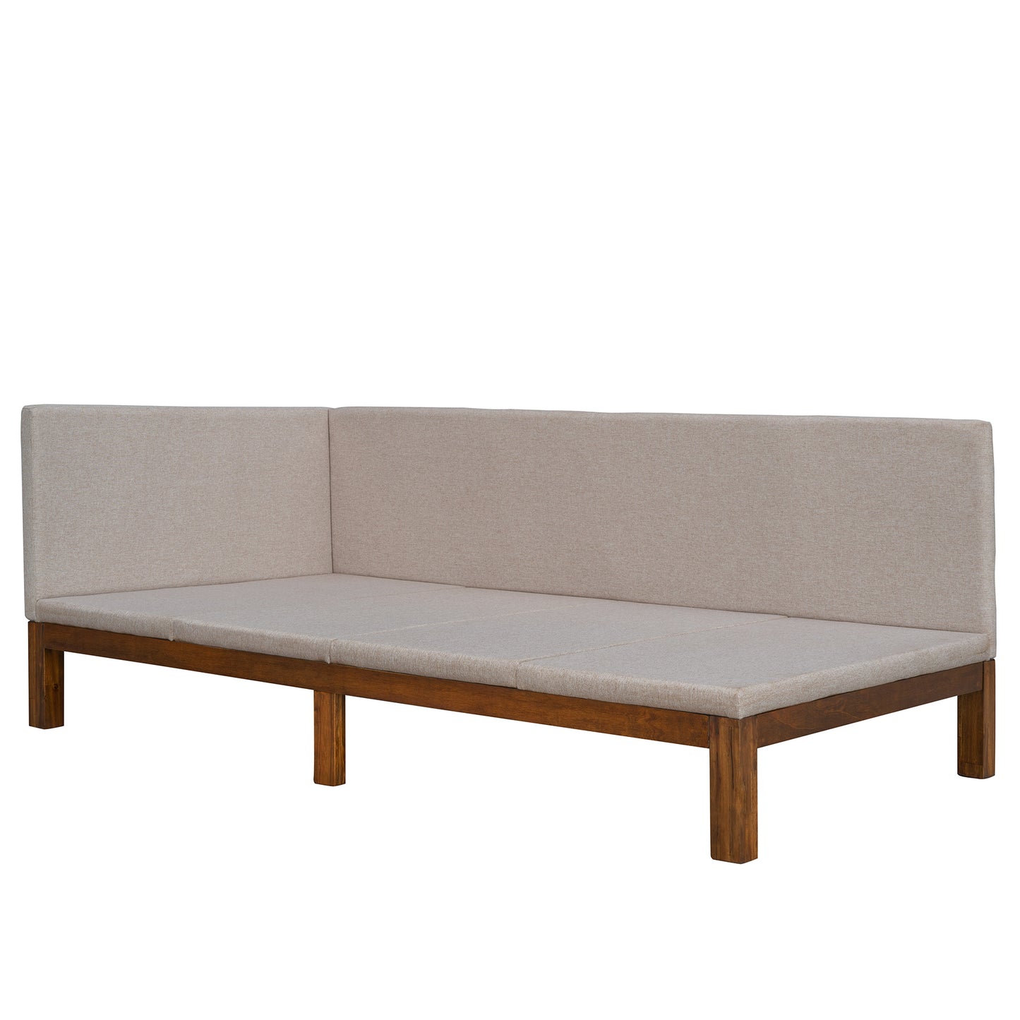 Upholstered Daybed/Sofa Bed Frame Twin Size Linen-Beige