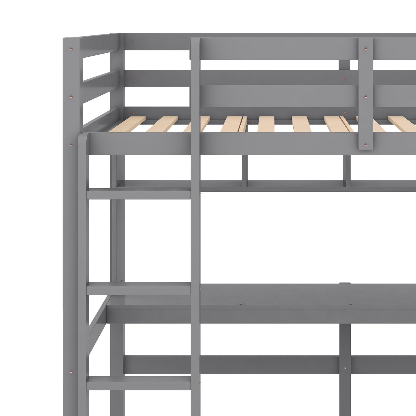 Twin Size Loft Bed with Convenient Desk, Shelves, and Ladder, White(Similar SKU:SM001302AAE)