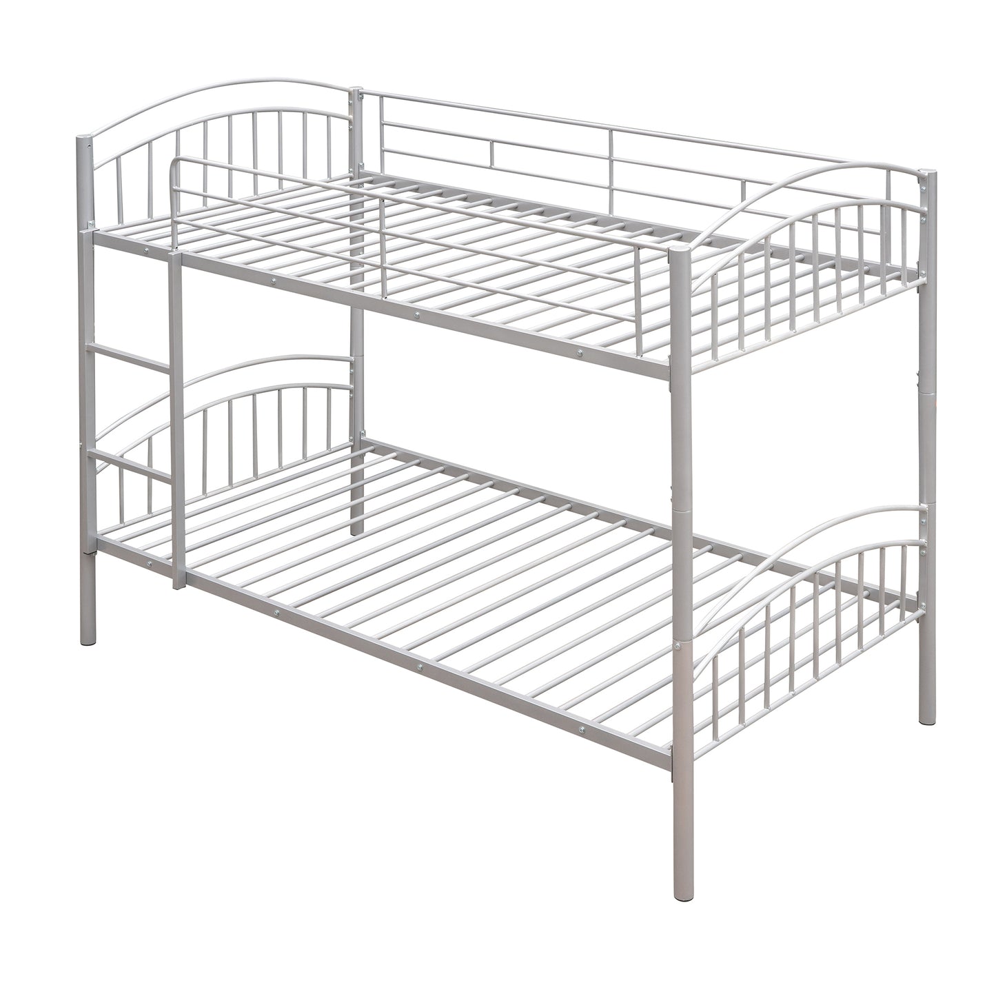 Twin Over Twin Metal Bunk Bed,Divided into Two Beds(Silver)