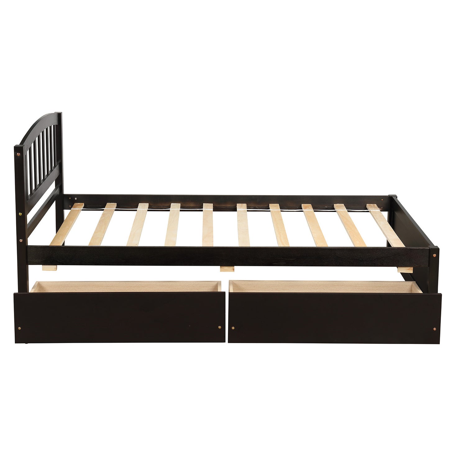 Twin Platform Storage Bed Wood Bed Frame with Two Drawers and Headboard, Espresso(Previous SKU: SF000062PAA)