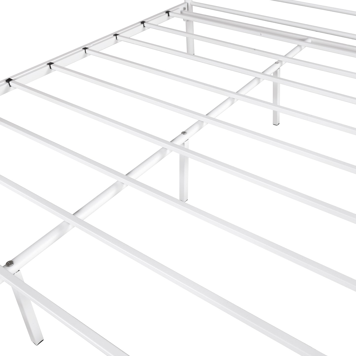 Heavy Duty Twin-Over-Full Metal Bunk Bed, Easy Assembly with Enhanced Upper-Level Guardrail, White