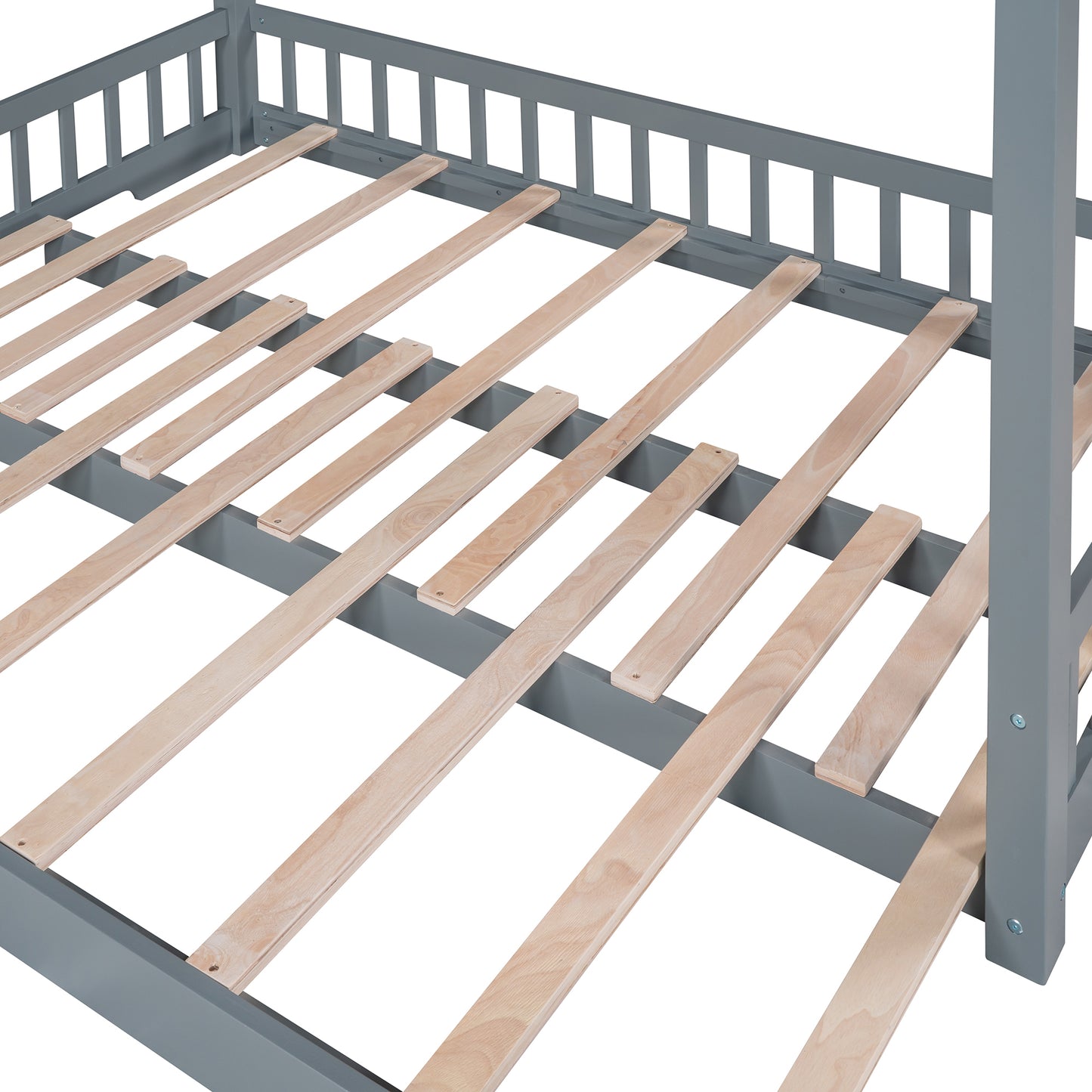 Extending House Bed, Wooden Daybed, Gray