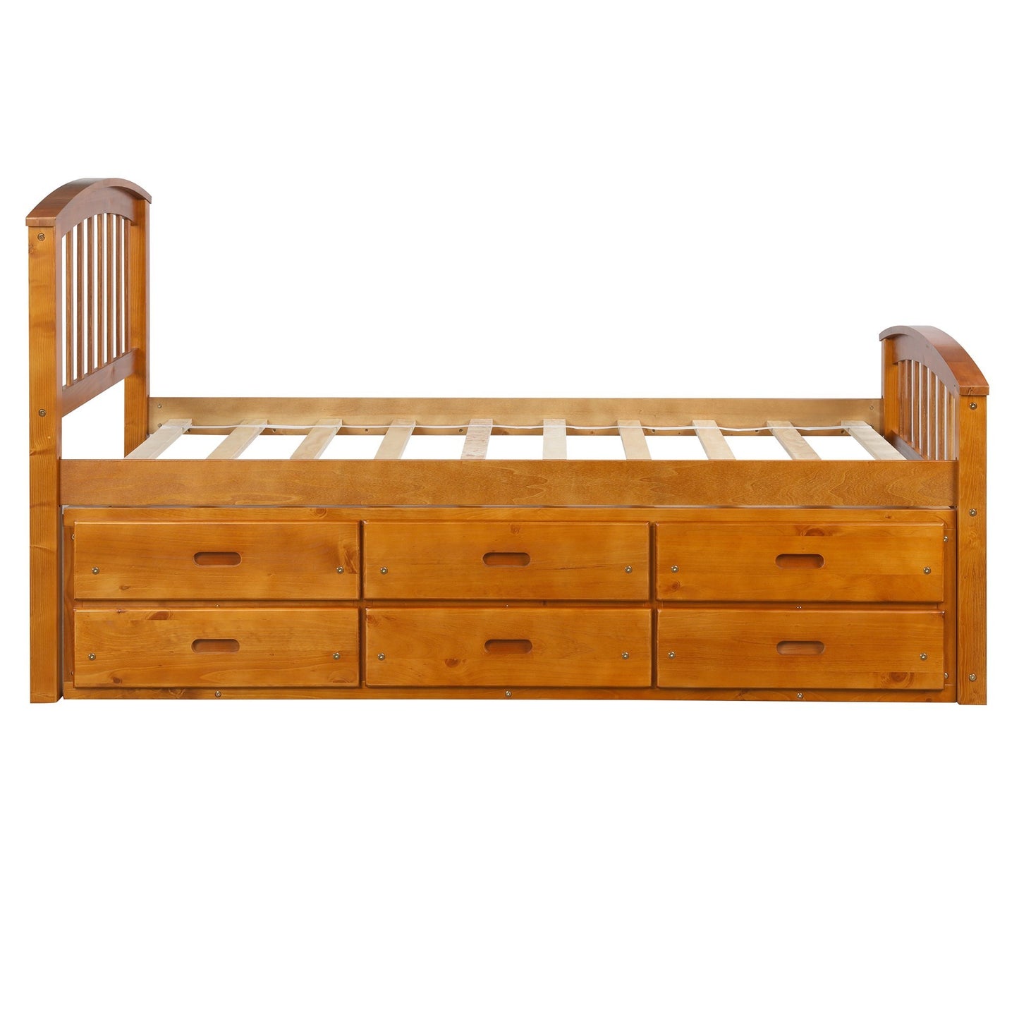 ORISFUR. Twin Size Platform Storage Bed Solid Wood Bed with 6 Drawers