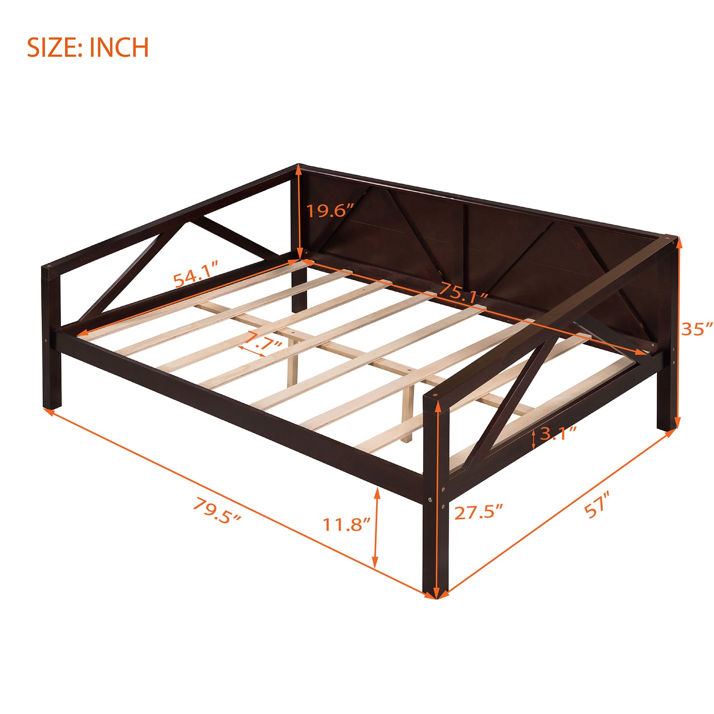 Full size Daybed, Wood Slat Support, Espresso